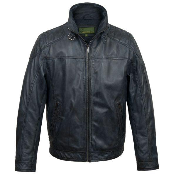 Hide Park Mac Men’s Blue Leather Jacket