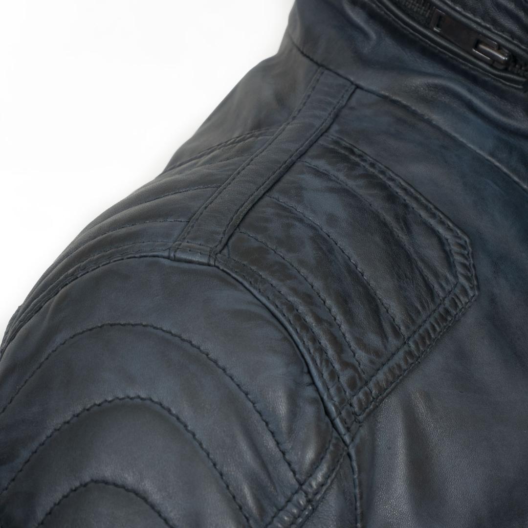 Hide Park Mac Men’s Blue Leather Jacket