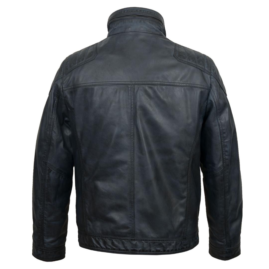 Hide Park Mac Men’s Blue Leather Jacket