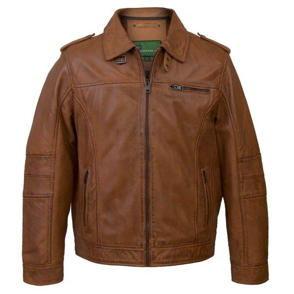 Hide Park Mason Men’s Rust Hooded Leather Jacket