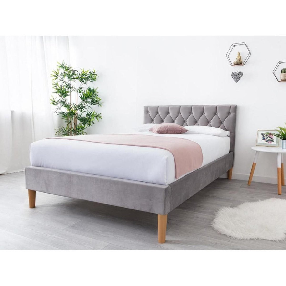 Hilton Grey Velvet Bed