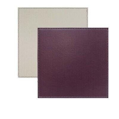 iStyle Faux Leather Square Reversible Coasters - Plum & Stone - Set Of 4