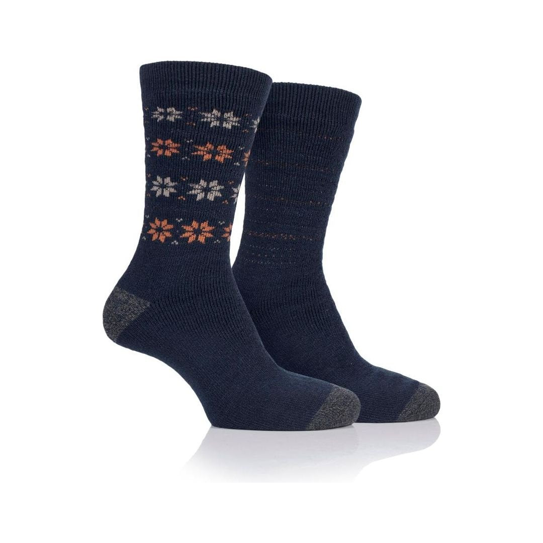 Jeep Mens 2pr Jeep Brushed Thermal Boot Socks - Blue Sand