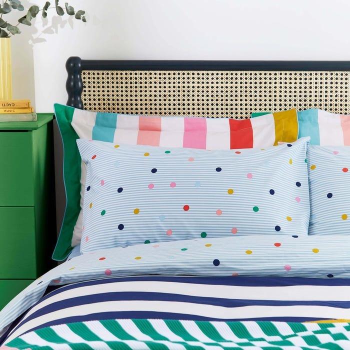 Joules Rainbow Stripe Standard Pillowcase Pair - Multi