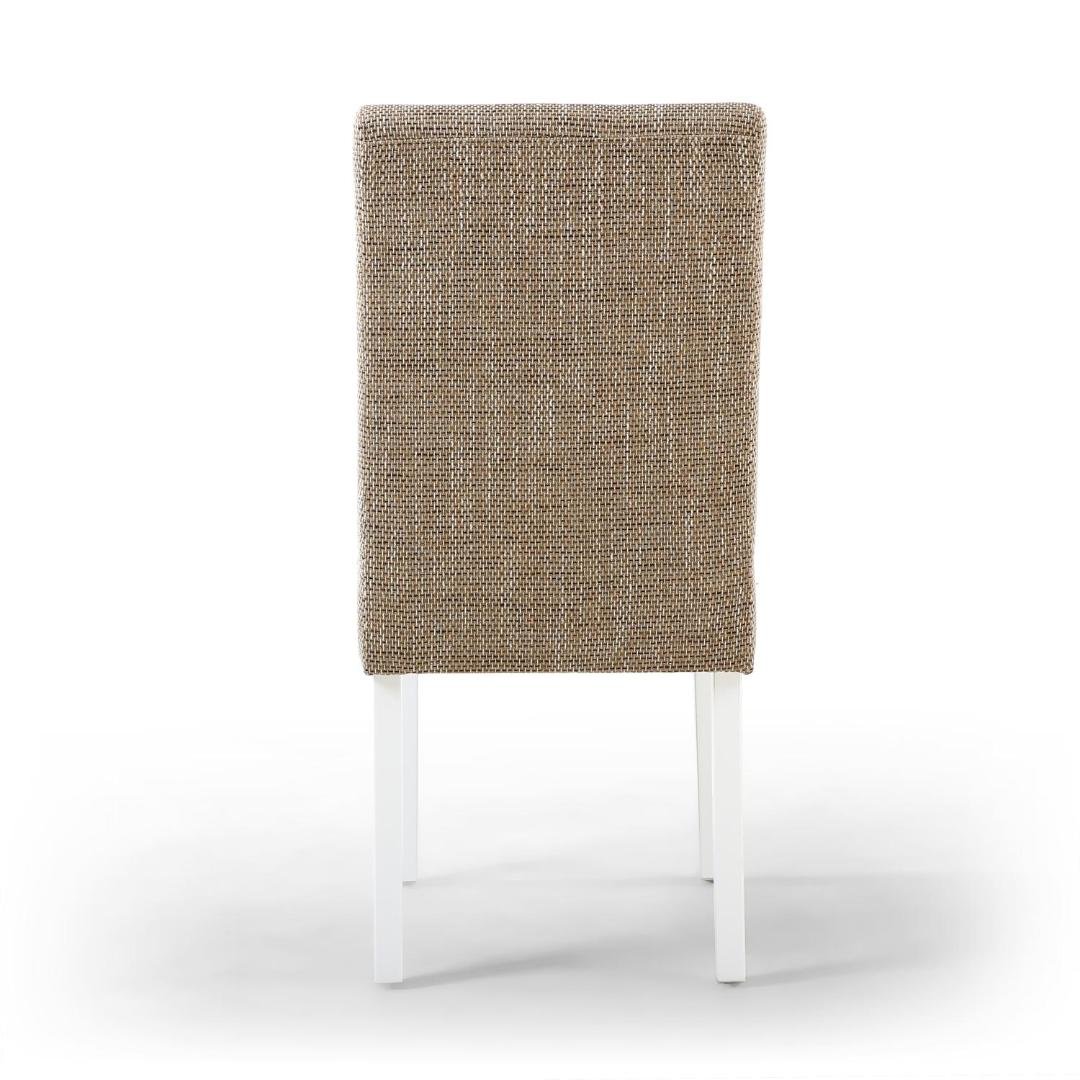Moseley Stitched Waffle Tweed Oatmeal Dining Chair In White Legs Set Of 2