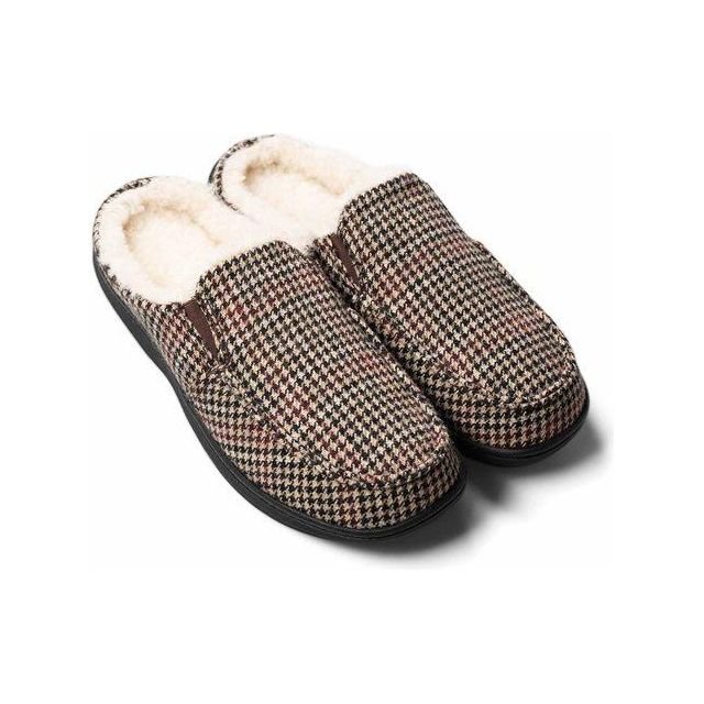 Padders Tom Mens Slippers - Brown Hounds Tooth