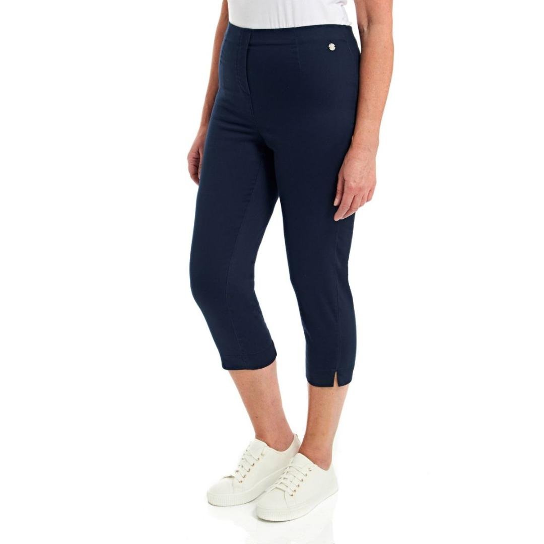 PENNY PLAIN Navy Twill Cropped Trousers