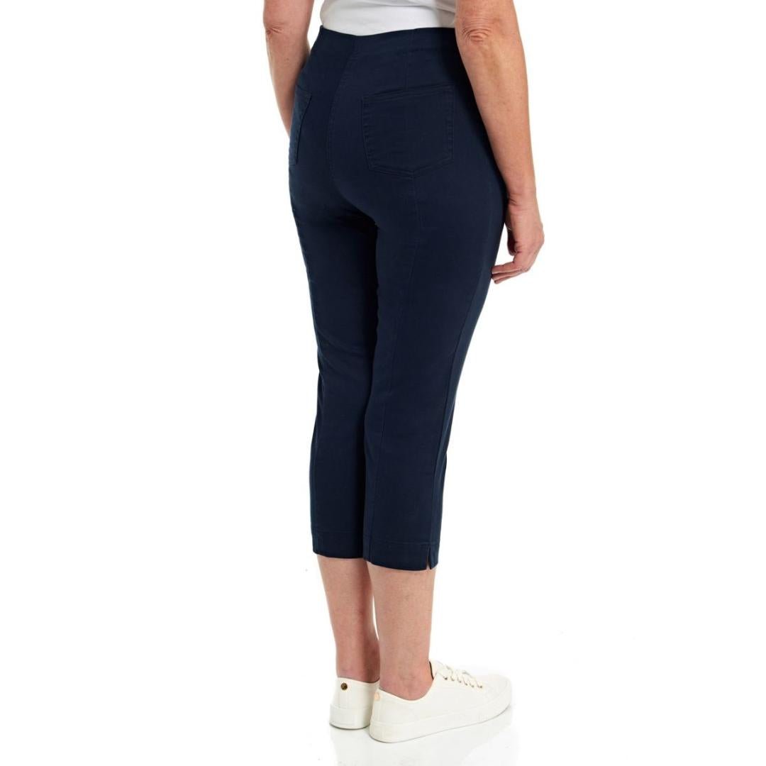 PENNY PLAIN Navy Twill Cropped Trousers