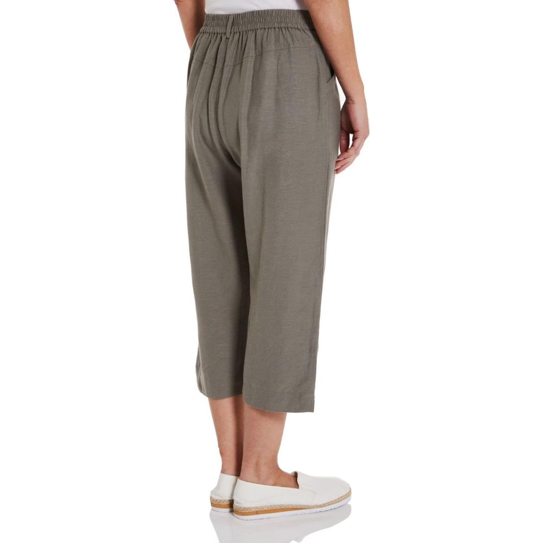 PENNY PLAIN Sage Linen Blend Cropped Trousers