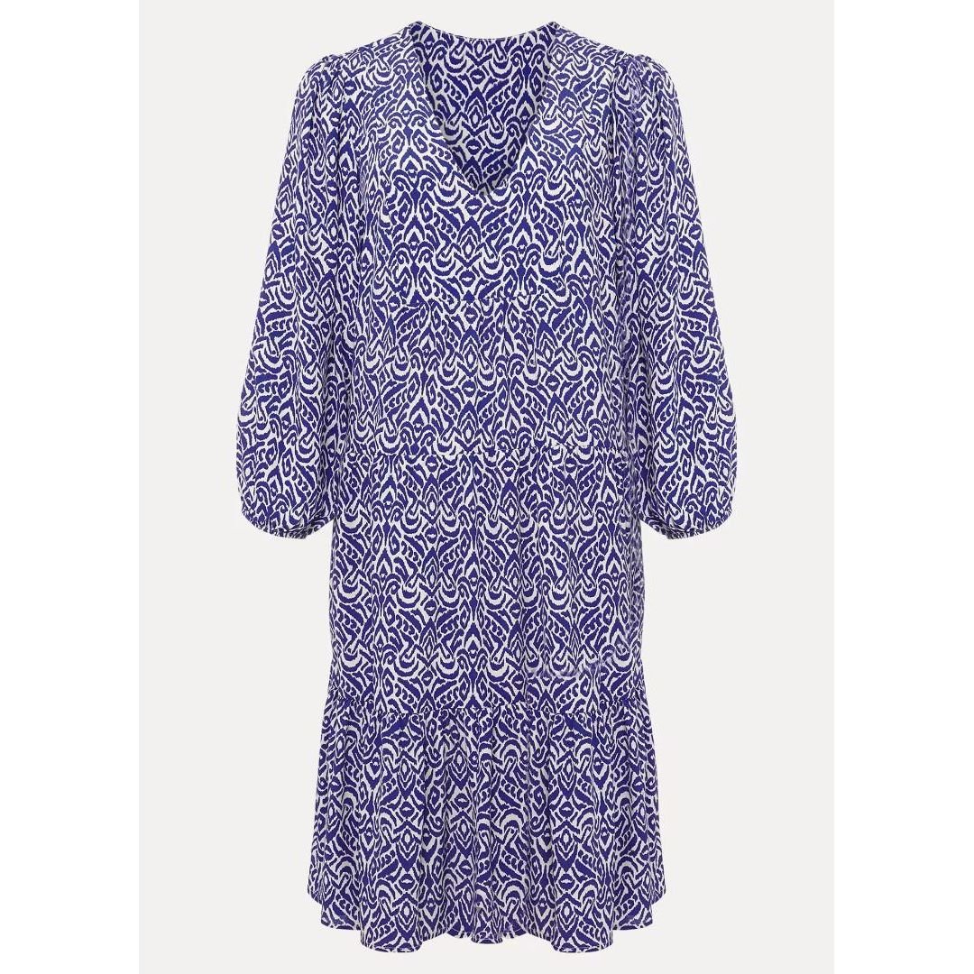 Phase Eight Alicia Ikat Swing Dress - Blue/Ivory