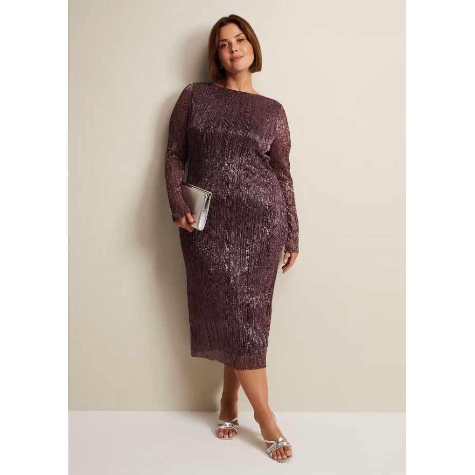 Phase Eight Alix Pink Plisse Midi Dress - Pink