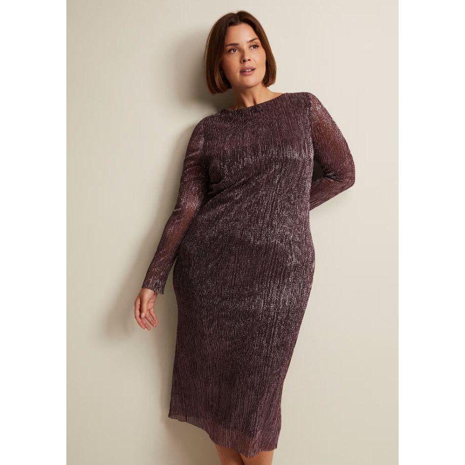 Phase Eight Alix Pink Plisse Midi Dress - Pink