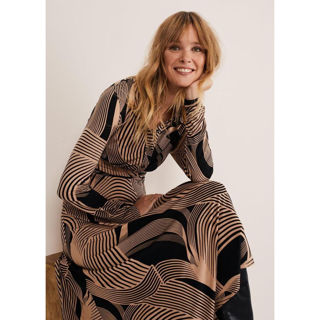 Phase Eight April Tie Shirt Dress - Black/Camel