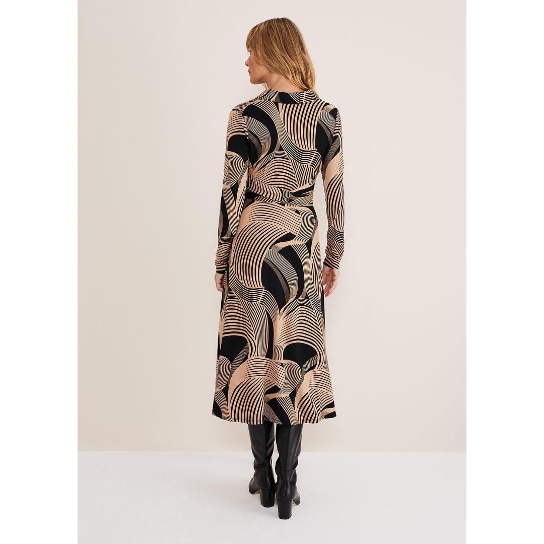 Phase Eight April Tie Shirt Dress - Black/Camel