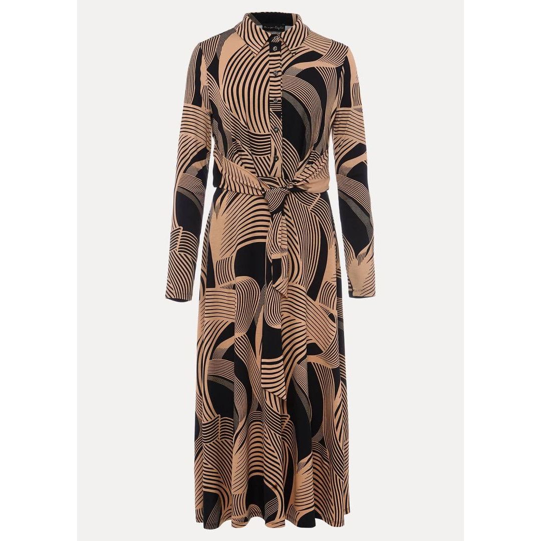 Phase Eight April Tie Shirt Dress - Black/Camel