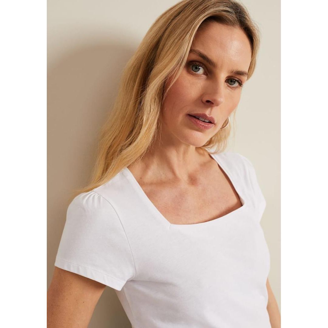 Phase Eight Bella Square Neck Top - White