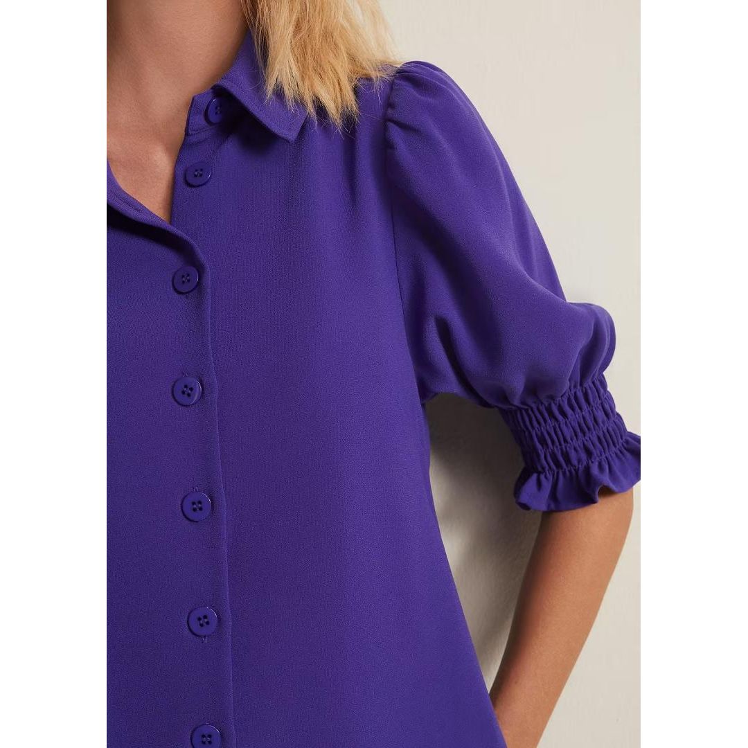 Phase Eight Candice Purple Button Mini Dress - Purple