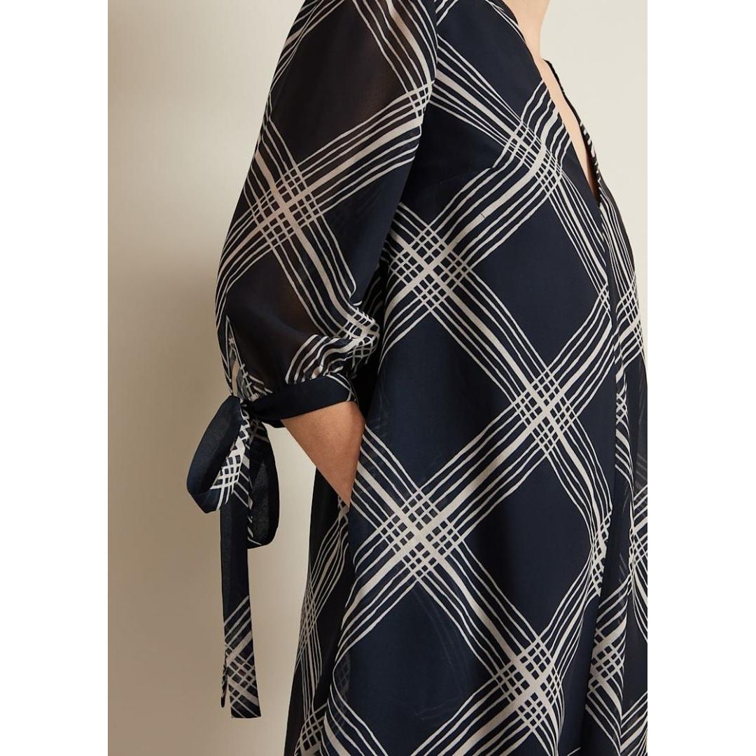 Phase Eight Cora Check Navy Tunic Dress - Navy