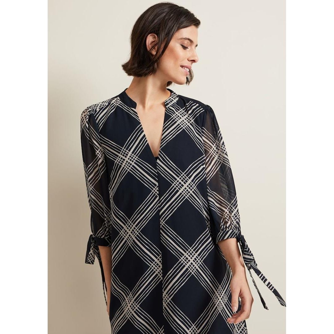 Phase Eight Cora Check Navy Tunic Dress - Navy