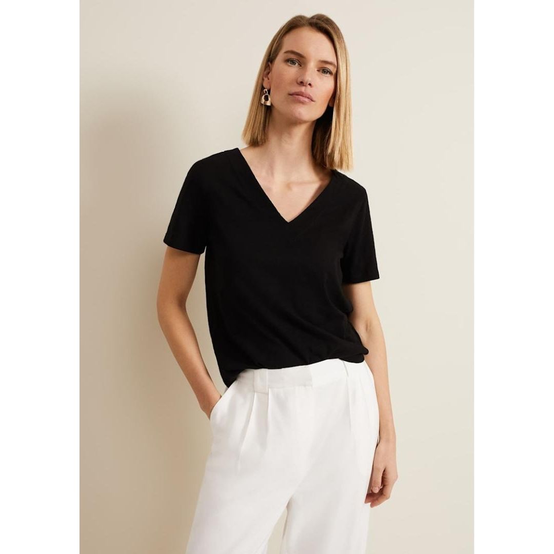Phase Eight Elspeth V Neck Top - Black