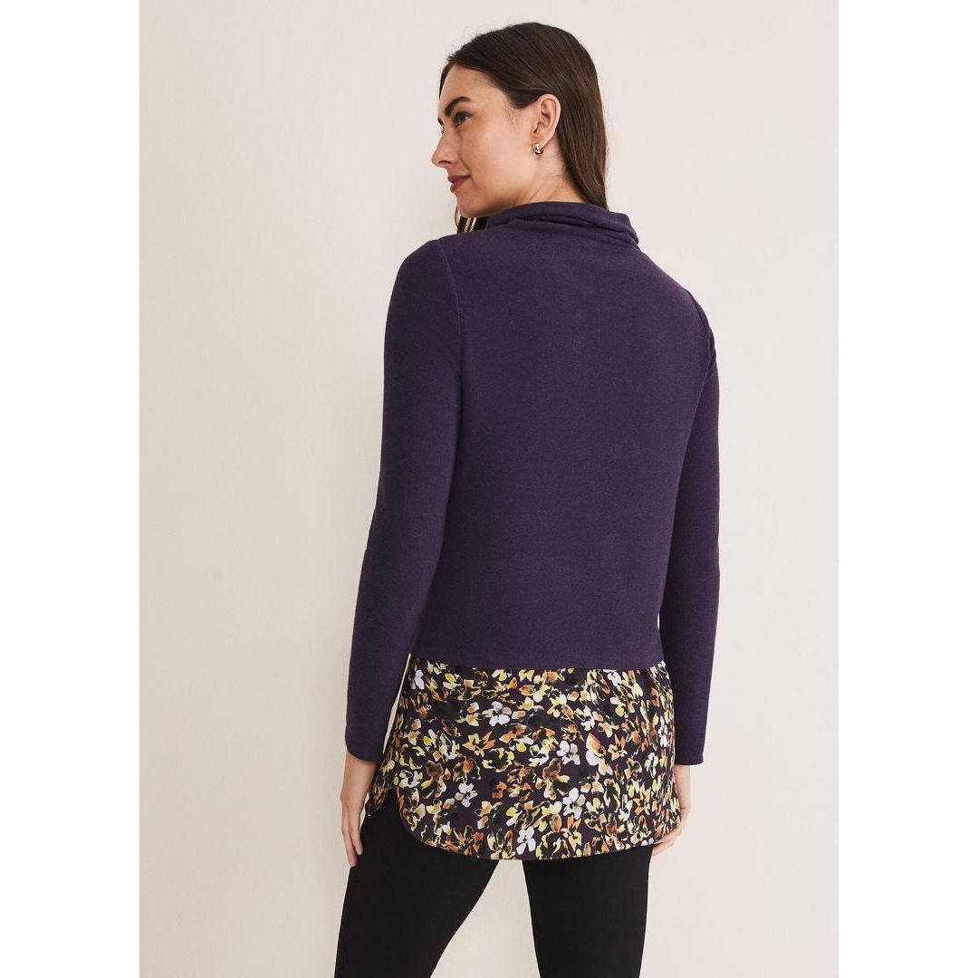 Phase Eight Heiley Double Layer Top - Aubergine/Multi