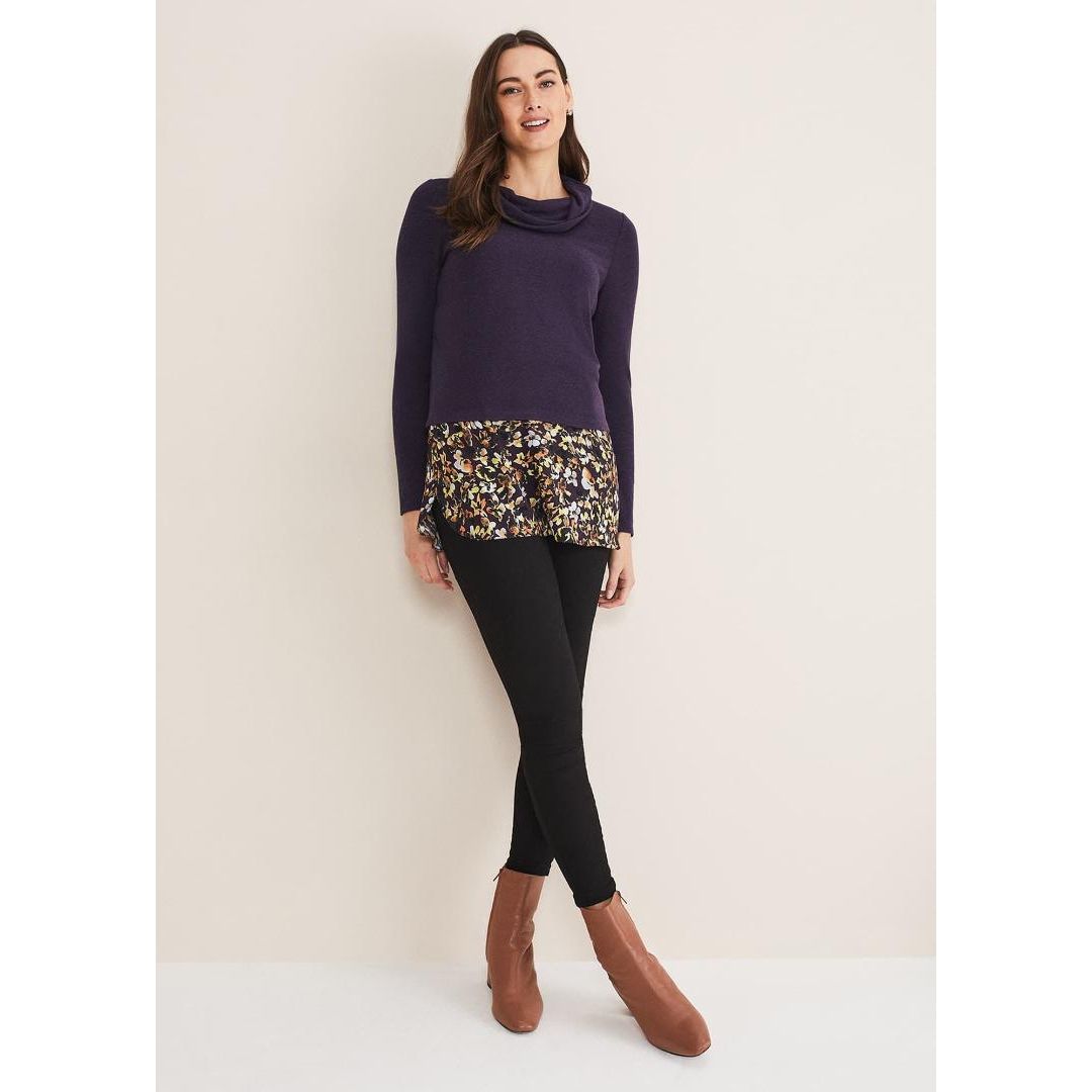 Phase Eight Heiley Double Layer Top - Aubergine/Multi