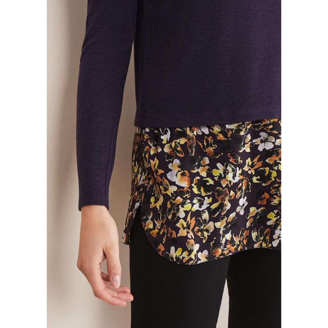 Phase Eight Heiley Double Layer Top - Aubergine/Multi