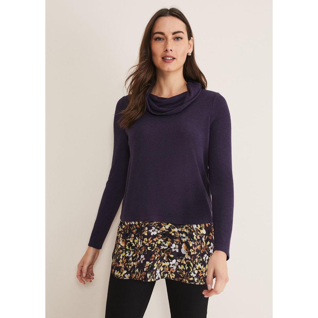Phase Eight Heiley Double Layer Top - Aubergine/Multi