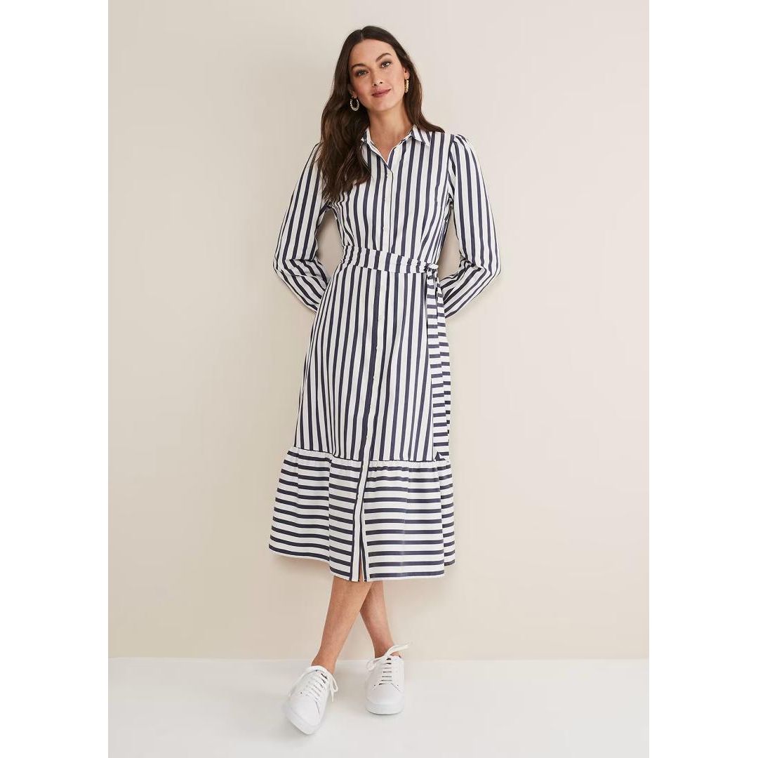 Phase Eight Henley Striped Midaxi Dress - Navy/Ivory