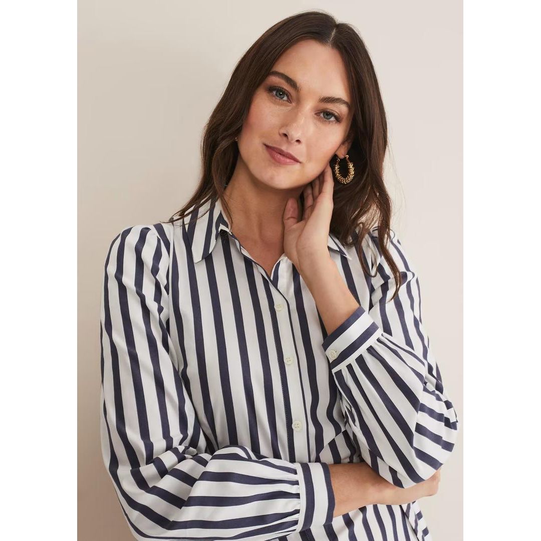 Phase Eight Henley Striped Midaxi Dress - Navy/Ivory