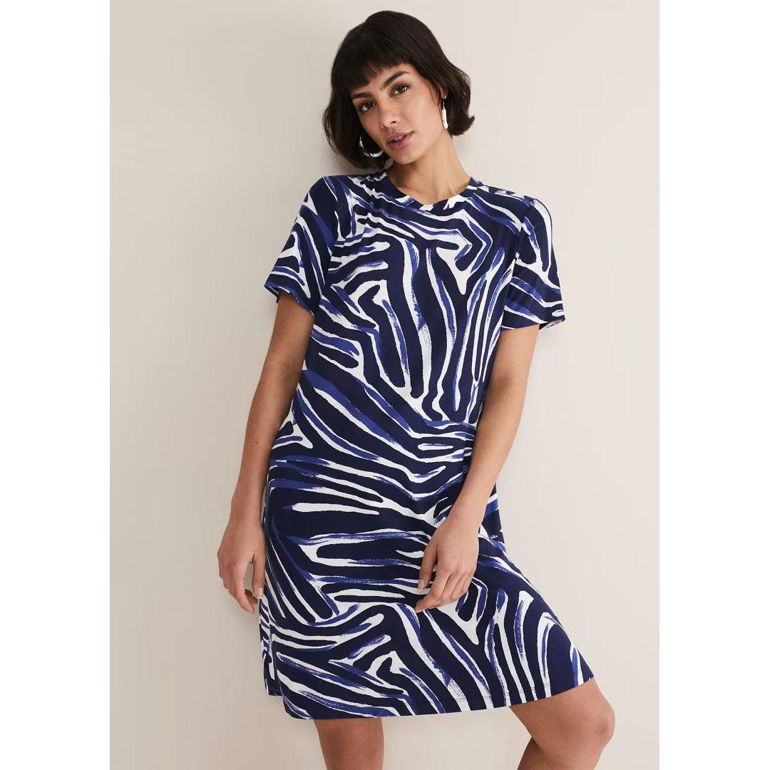 Phase Eight Isabelle Zebra Print Mini Dress - Blue/Multi