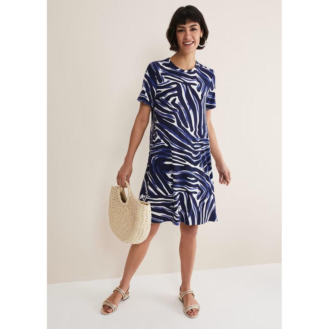 Phase Eight Isabelle Zebra Print Mini Dress - Blue/Multi