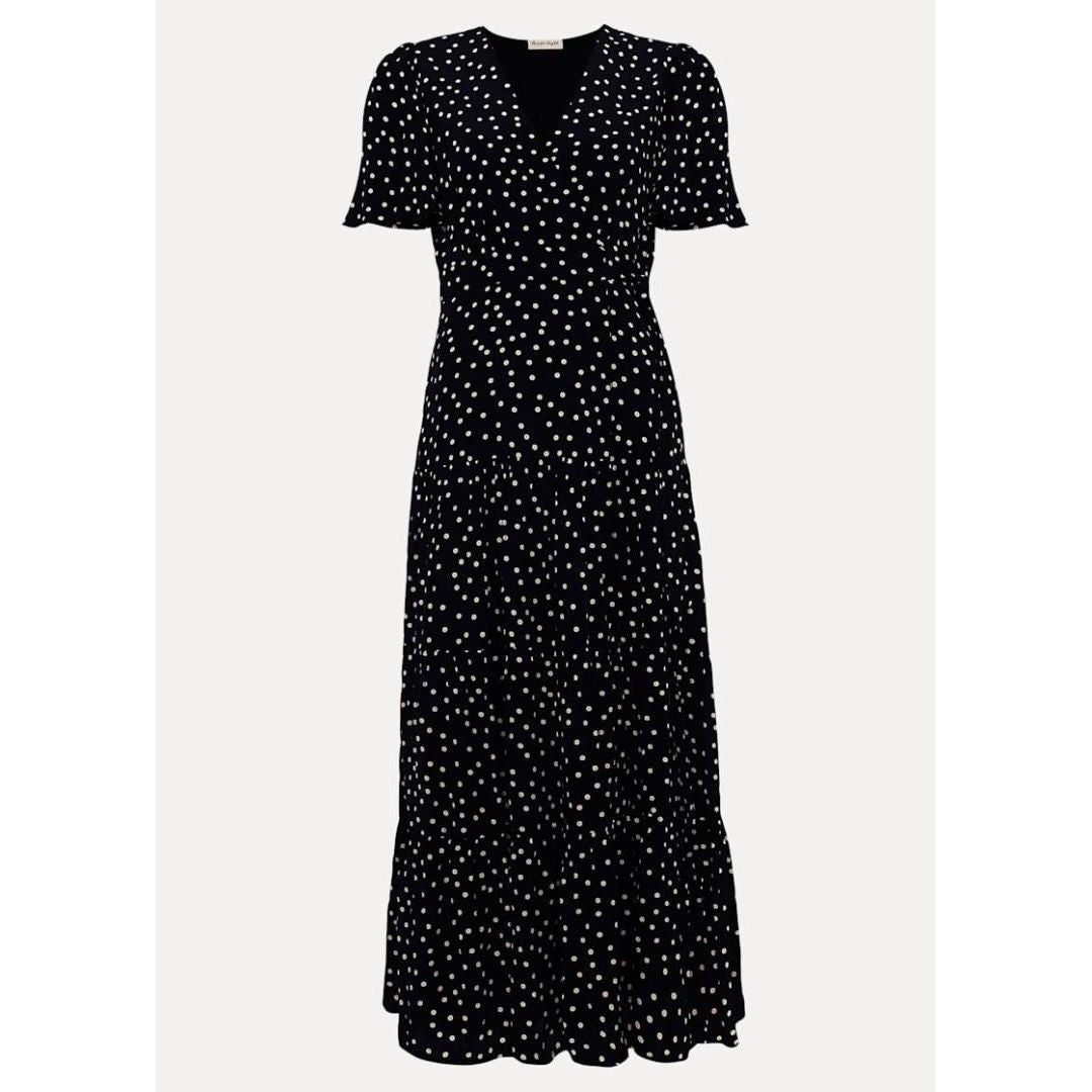 Phase Eight Jenna Wrap Midaxi Dress - Navy/Ivory Spot