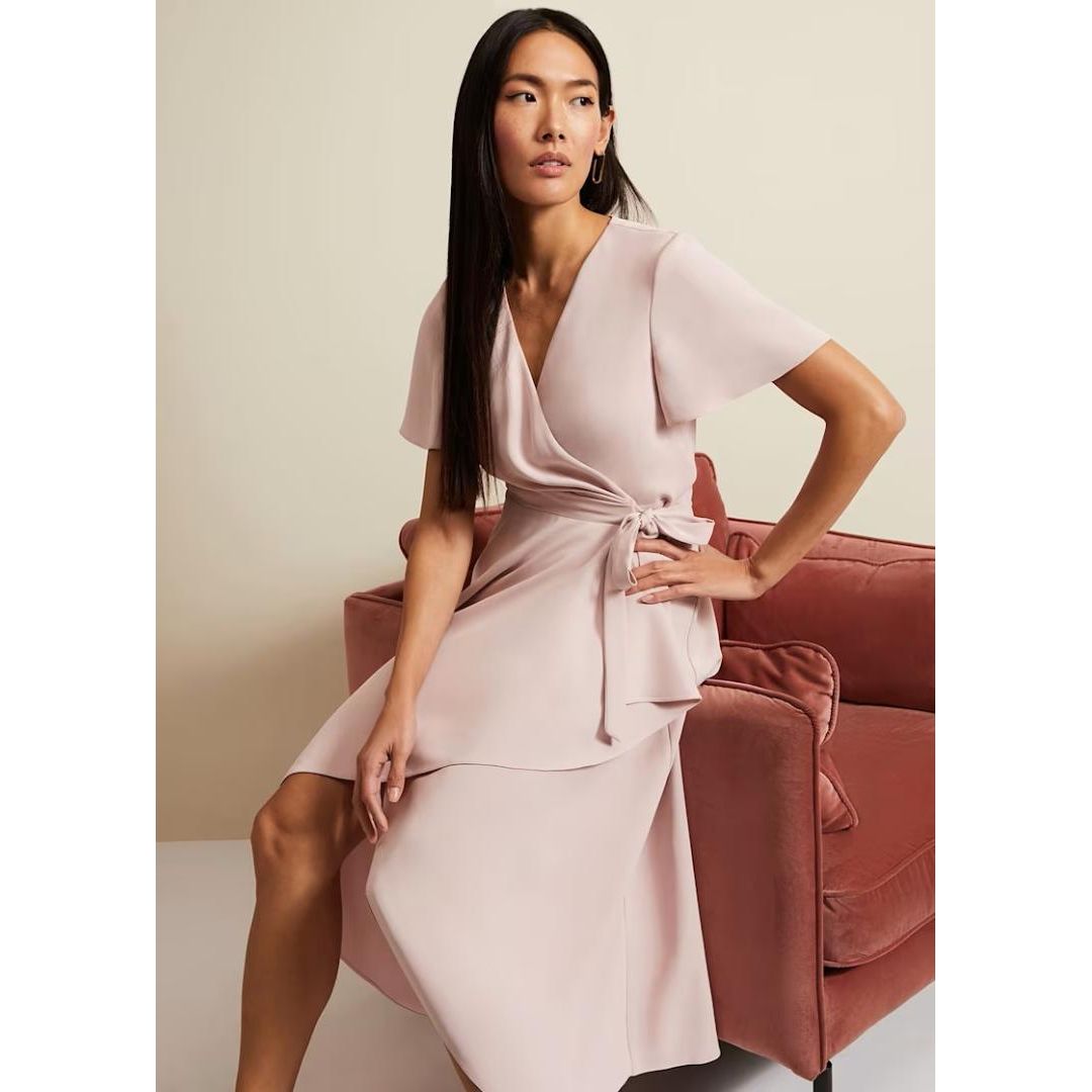 Phase Eight Julissa Frill Wrap Midi Dress - Antique Rose