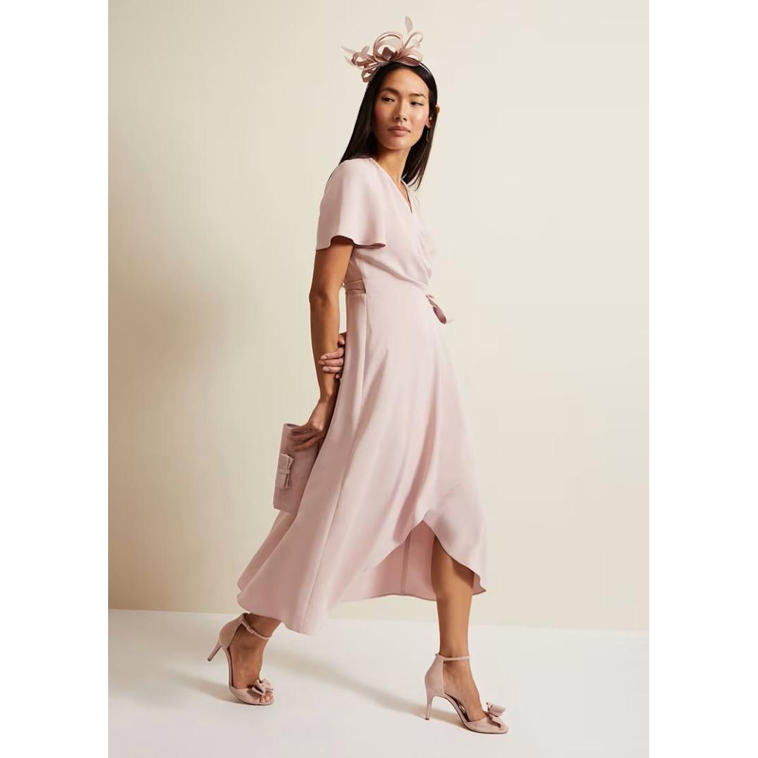 Phase Eight Julissa Frill Wrap Midi Dress - Antique Rose