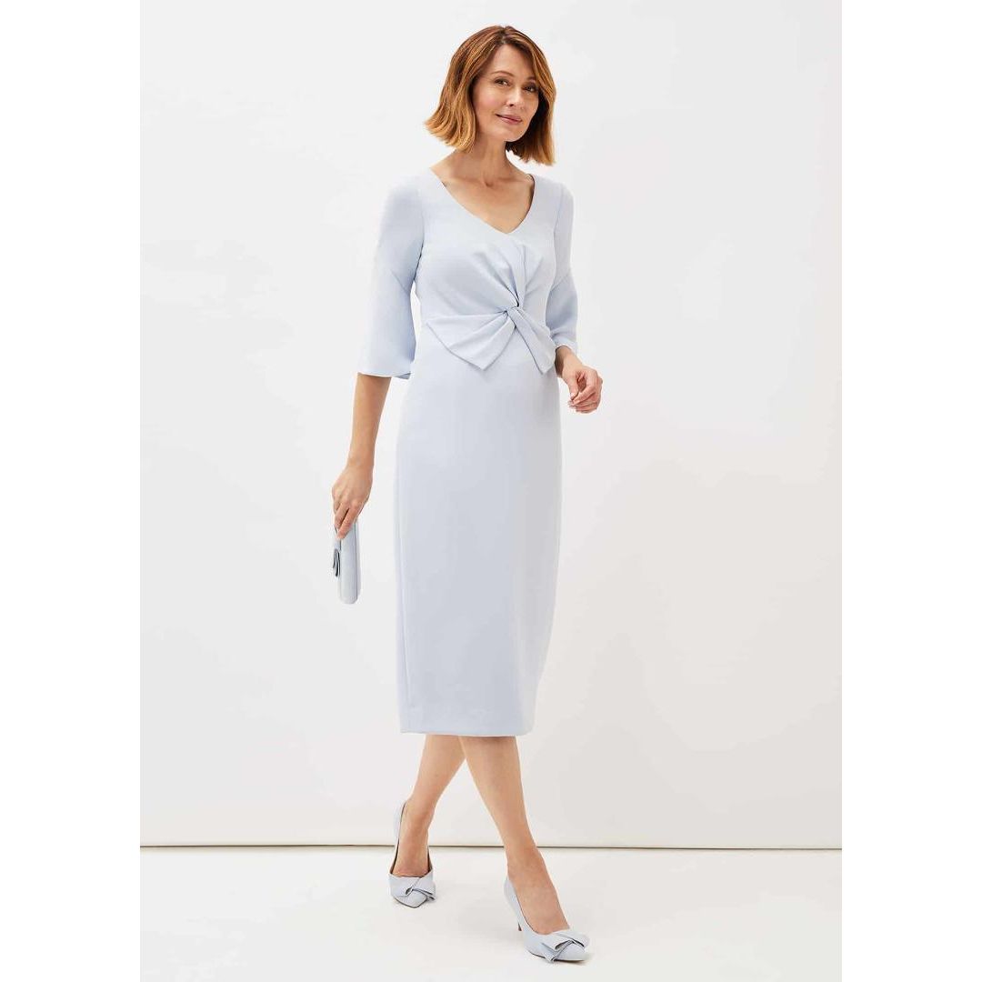 Phase Eight Layla Bow Detail Fitted Dress - Sky Blue