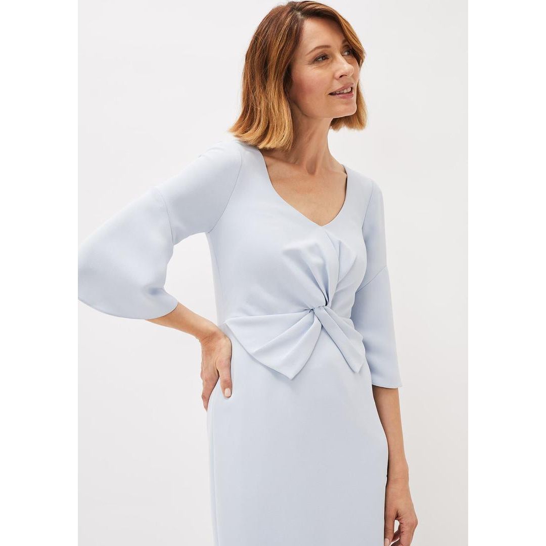 Phase Eight Layla Bow Detail Fitted Dress - Sky Blue
