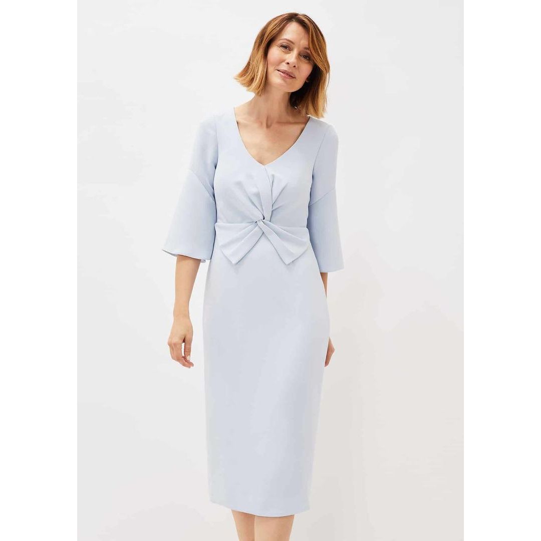 Phase Eight Layla Bow Detail Fitted Dress - Sky Blue
