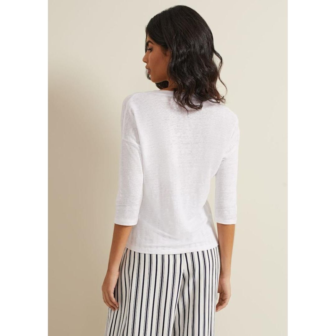 Phase Eight Leah Linen Top - White