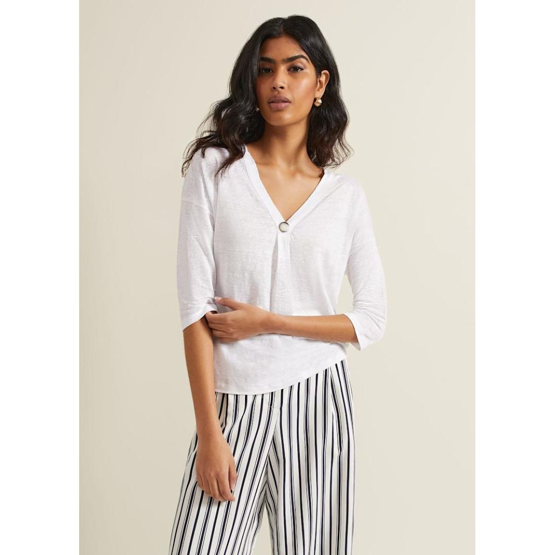 Phase Eight Leah Linen Top - White