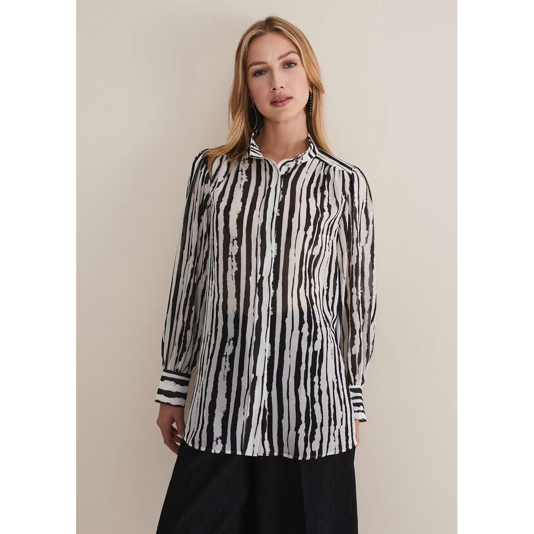 Phase Eight Leinani Mark Making Print Blouse - Black/Multi