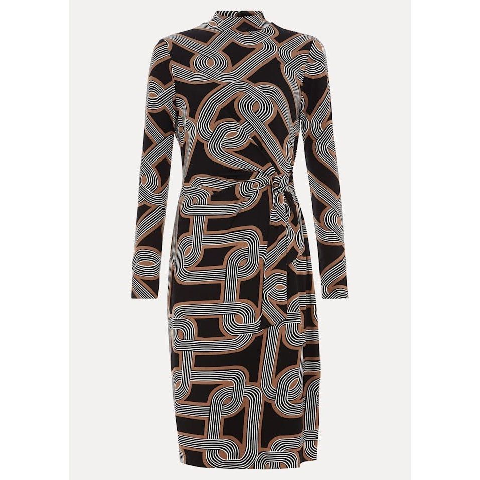 Phase Eight Margot Black Jersey Fitted Midi Dress - Black
