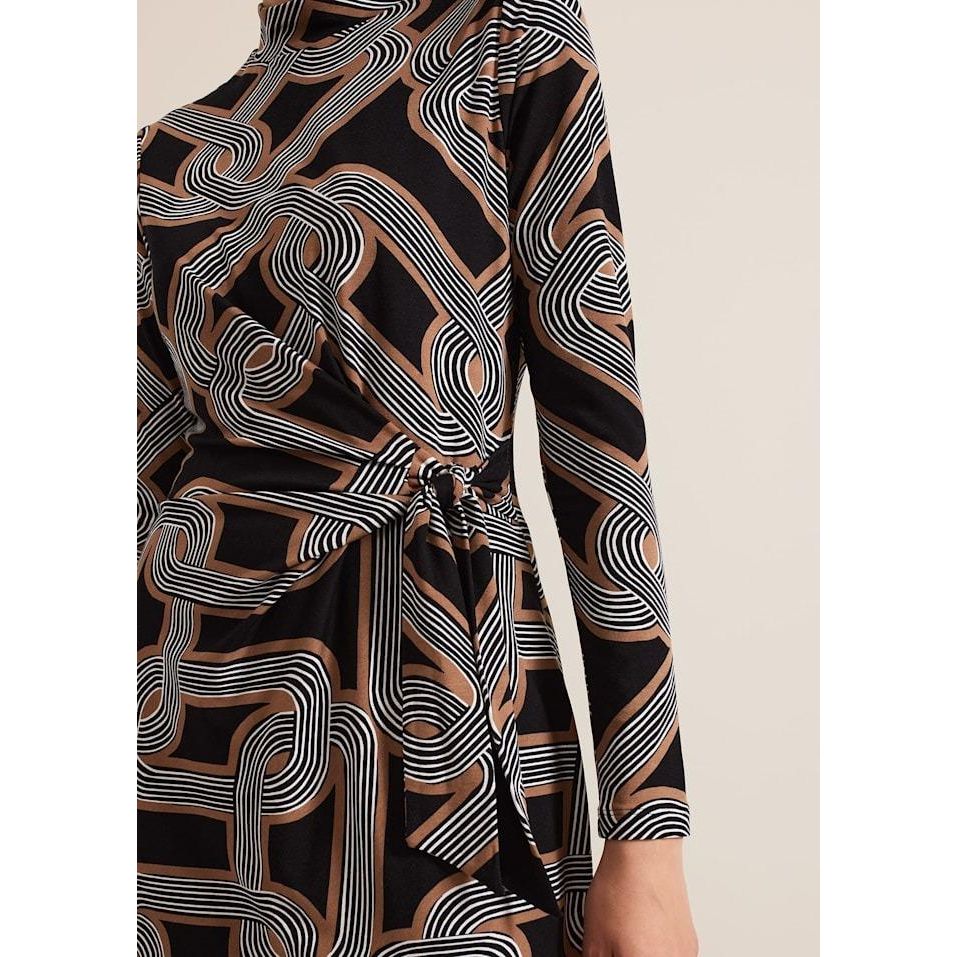 Phase Eight Margot Black Jersey Fitted Midi Dress - Black