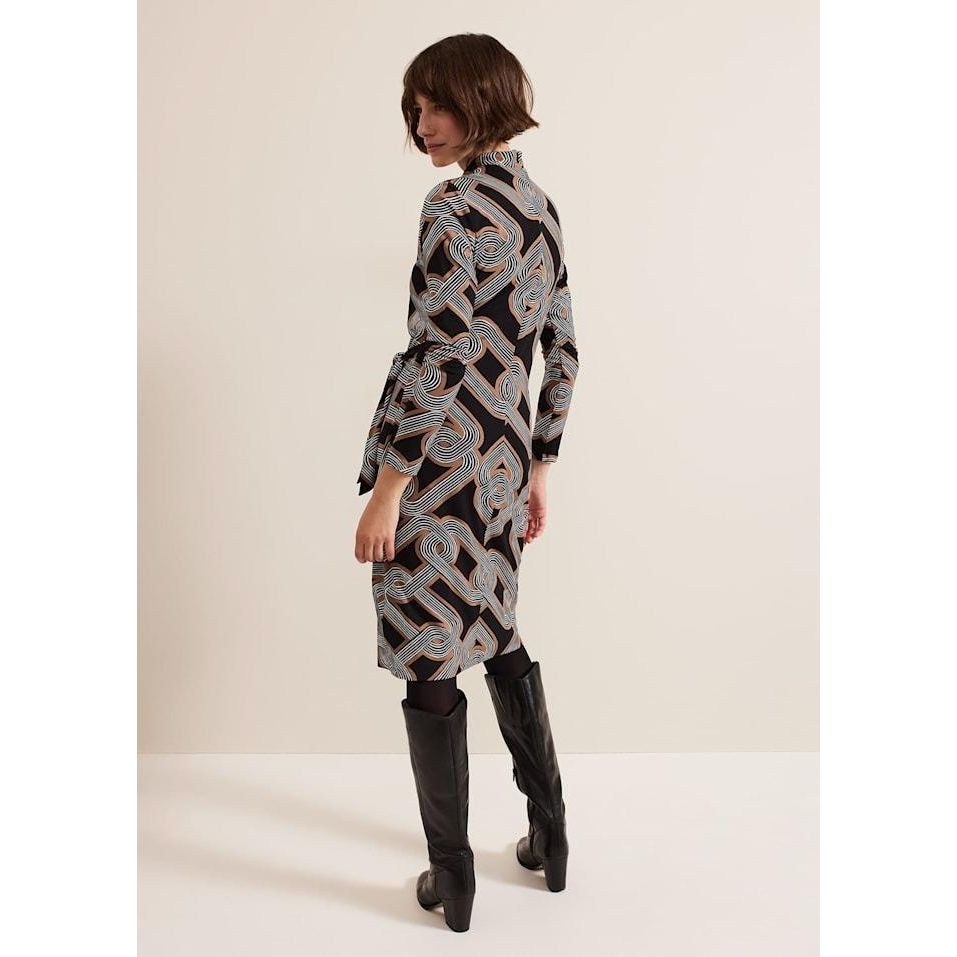 Phase Eight Margot Black Jersey Fitted Midi Dress - Black