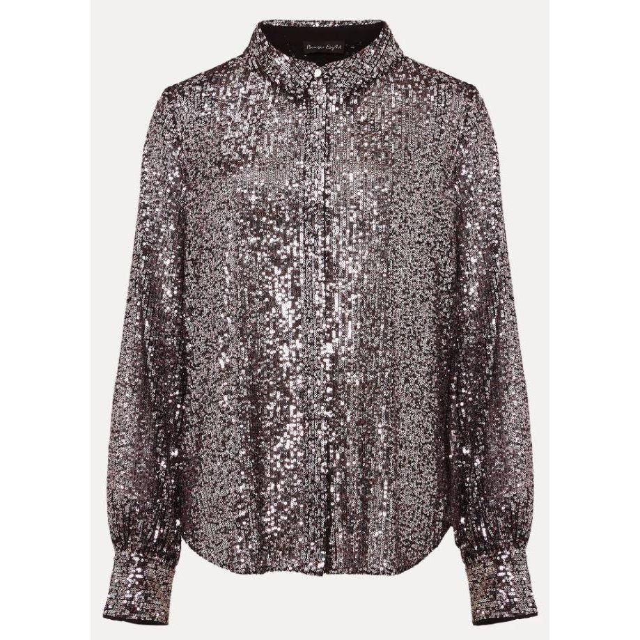 Phase Eight Medora Sequin Shirt - Silver