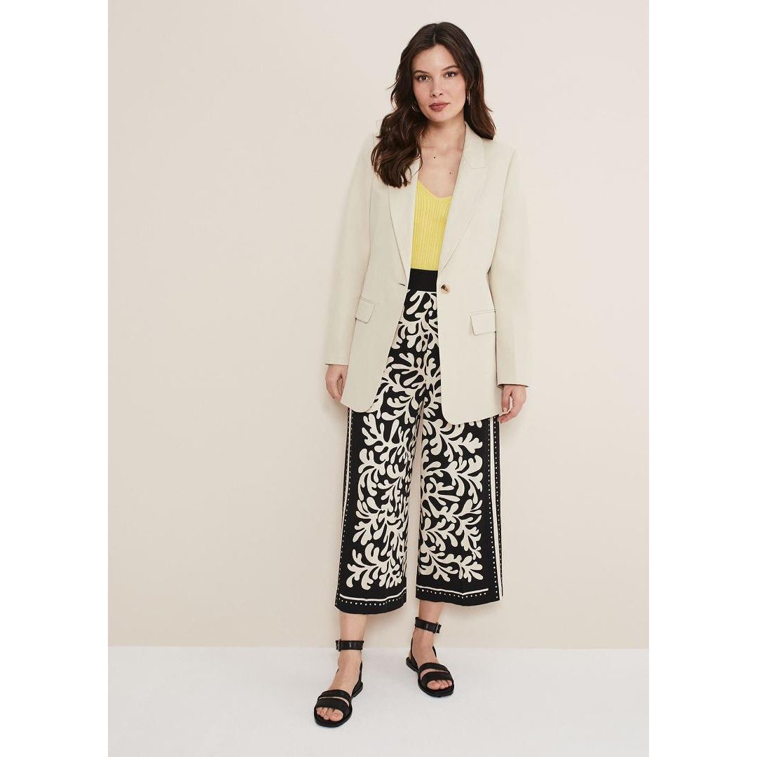 Phase Eight Nava Wide Leg Culottes - Black/Stone