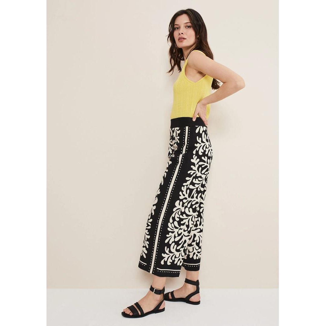 Phase Eight Nava Wide Leg Culottes - Black/Stone