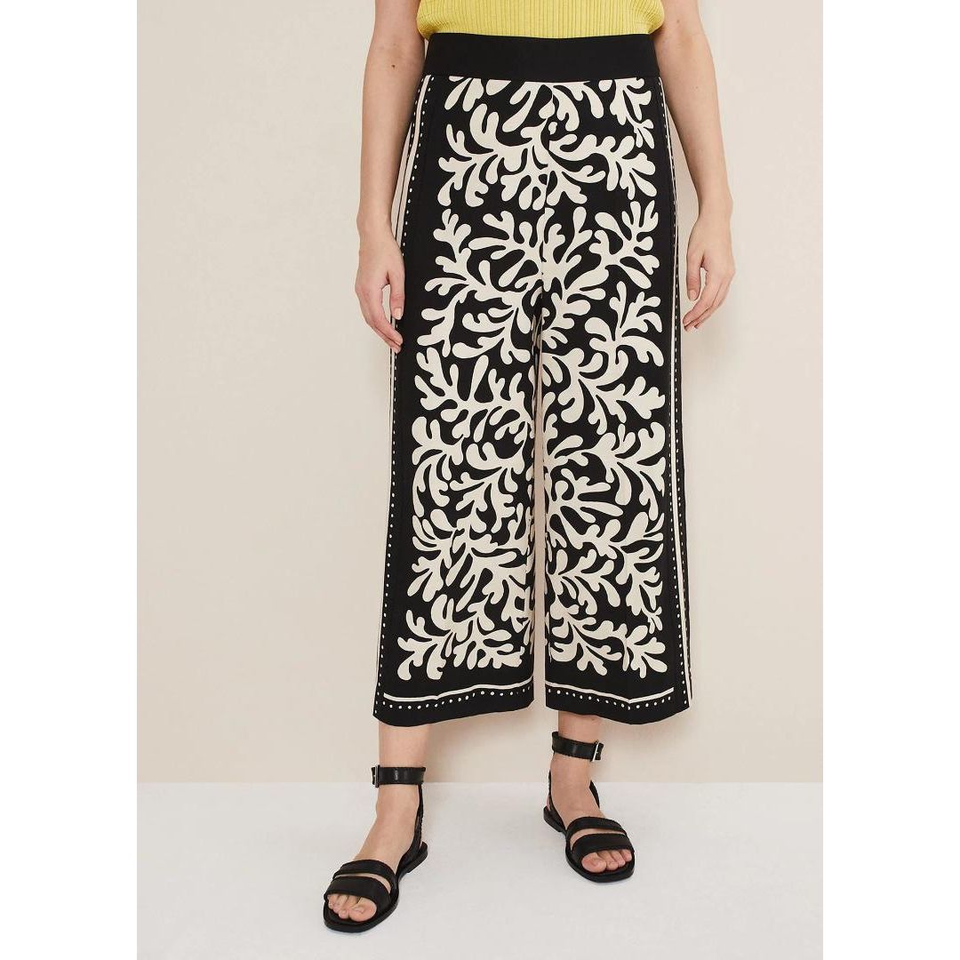 Phase Eight Nava Wide Leg Culottes - Black/Stone