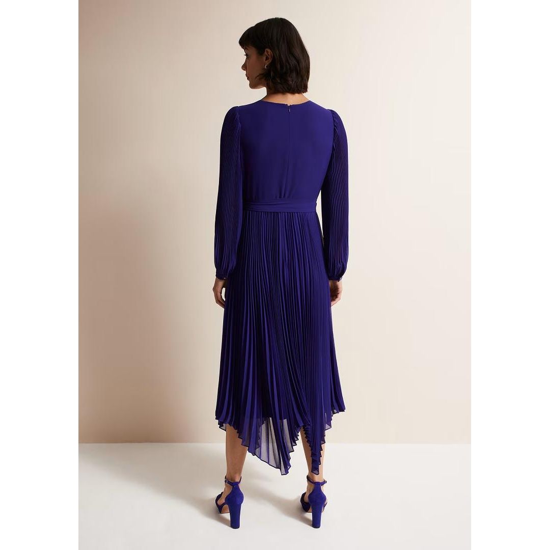 Phase Eight Petra Blue Pleated Midi Dress - Cobalt