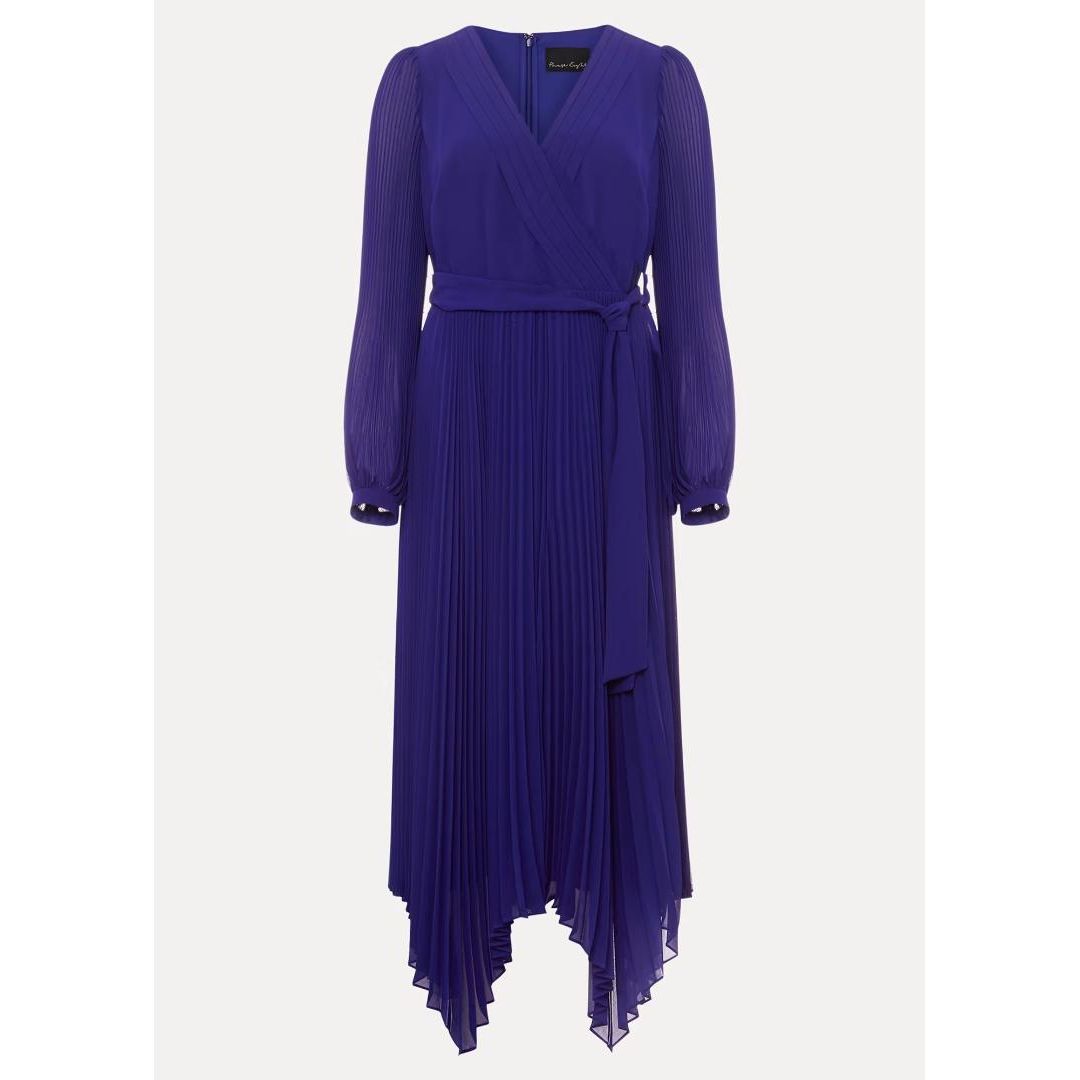 Phase Eight Petra Blue Pleated Midi Dress - Cobalt